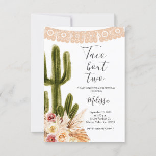 Boho Fiesta Taco 'bout Zwei Geburtstagseinladung Einladung