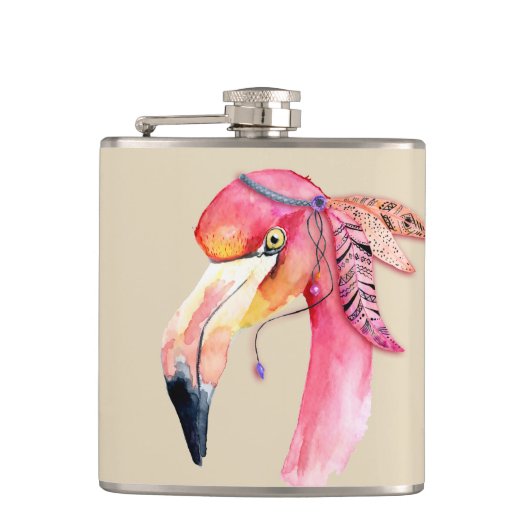 Boho Fiona Flamingo Flasche Flachmann (Vorderseite)