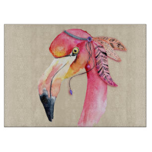 Boho Fiona Flamingo Glas-Schneidbrett Schneidebrett