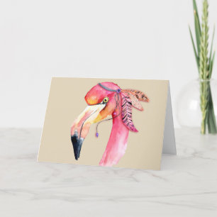 Boho Fiona Flamingo Greeting Card Karte