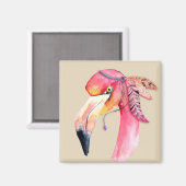 Boho Fiona Flamingo Magnet (Vorderseite/Rückseite)
