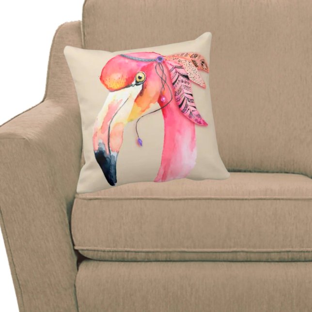 Boho Fiona Flamingo Throw Pillow Kissen (Von Creator hochgeladen)