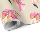 Boho Fiona Flamingo Wrapping Paper Geschenkpapier (Rolleneckpunkt)
