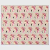 Boho Fiona Flamingo Wrapping Paper Geschenkpapier (Flach)