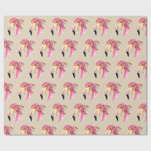 Boho Fiona Flamingo Wrapping Paper Geschenkpapier (Flach)