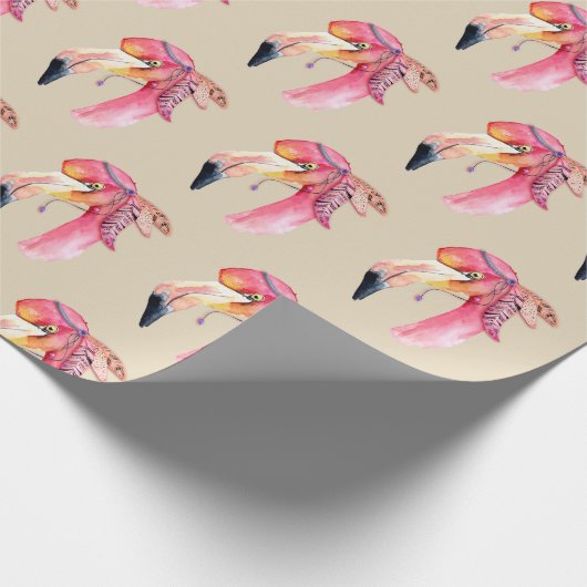 Boho Fiona Flamingo Wrapping Paper Geschenkpapier (Ecke)