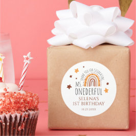 Boho First Birthday Girl Frau Onederful Runder Aufkleber