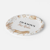 Boho First Rodeo Birthday Baby Showpaper Teller (Schrägansicht)