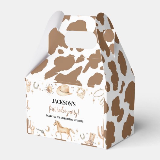 Boho First Rodeo Birthday Favor Box Geschenkschachtel (Rückseite)