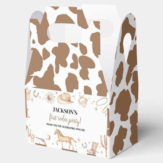 Boho First Rodeo Birthday Favor Box Geschenkschachtel (Geöffnet)