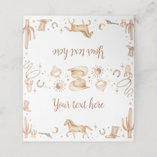Boho First Rodeo Birthday Platzkarte (Außenseite Aufgefaltet)