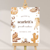Boho First Rodeo Cowgirl Birthday Welcome Sign Poster