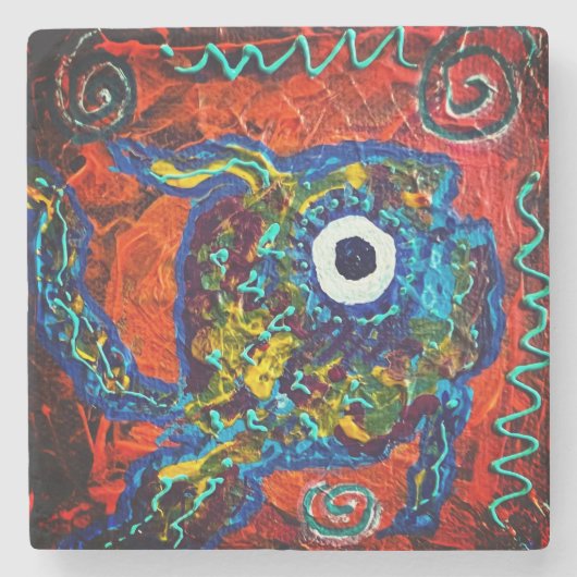 Boho Fish Stone Coaster Steinuntersetzer (Vorderseite)