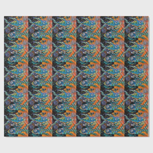 Boho Fish Wrapping Paper Geschenkpapier (Flach)