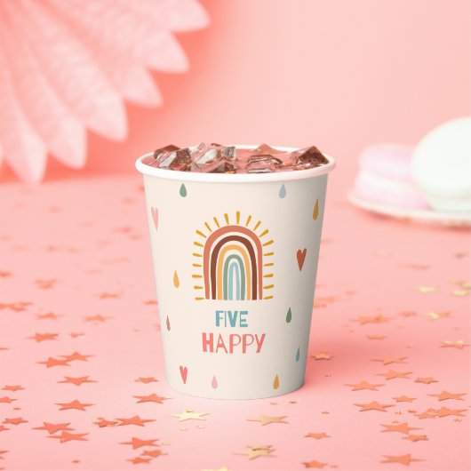 Boho Five Fünfter Geburtstag Rainbow Pappbecher (Insitu)