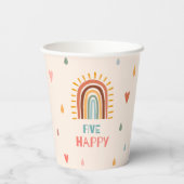 Boho Five Fünfter Geburtstag Rainbow Pappbecher (Rückseite)