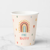 Boho Five Fünfter Geburtstag Rainbow Pappbecher (Vorderseite)