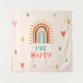 Boho Five Fünfter Geburtstag Rainbow Wandteppich (Vorderseite)