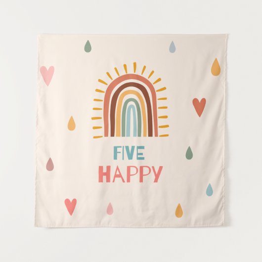 Boho Five Fünfter Geburtstag Rainbow Wandteppich (Vorderseite)