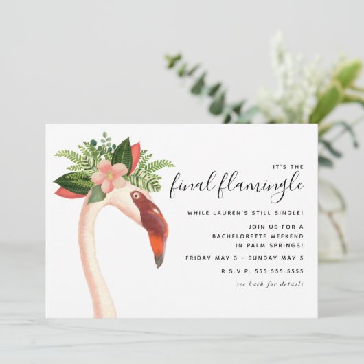 Boho Flamingo Bachelorette Weekend Einladung (Stehend Vorderseite)