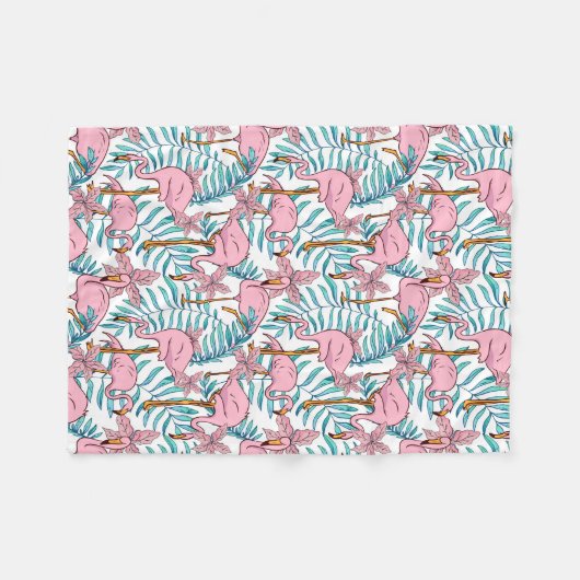 Boho Flamingo Fleecedecke (Vorderseite (Horizontal))