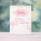 Boho-Flamingo-Geburtstagseinladung, Whimsical Prin Acrylschild (Neutral)