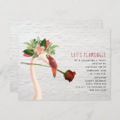 Boho Flamingo Rose Valentins Party Einladung (Vorne/Hinten)