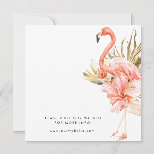 Boho Flamingo Wedding Arch Save the Date Ankündigung (Rückseite)