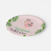 Boho Flamingo Wild One Birthday Party Pappteller (Schrägansicht)