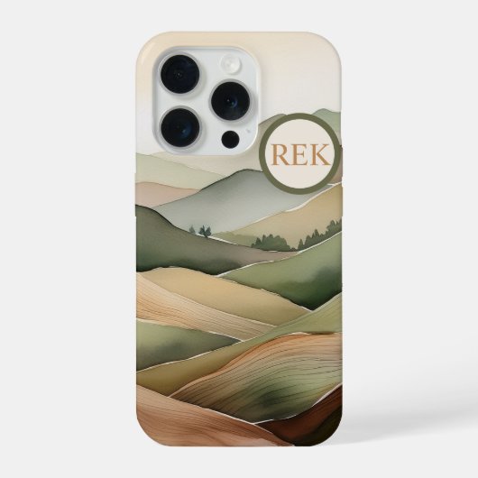 Boho Flat Landscape iPhone Case in Earthy Tone Hülle (Rückseite)