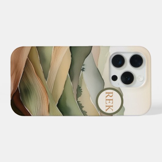 Boho Flat Landscape iPhone Case in Earthy Tone iPhone Hülle (Rückseite (Horizontal))