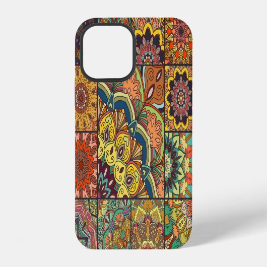 Boho-Fliesen: farbenfrohes Patchwork-Nahtlosmuster iPhone Hülle (Rückseite)