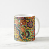 Boho-Fliesen: farbenfrohes Patchwork-Nahtlosmuster Kaffeetasse (VorderseiteRechts)