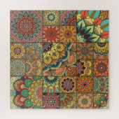 Boho-Fliesen: farbenfrohes Patchwork-Nahtlosmuster Puzzle (Horizontal)