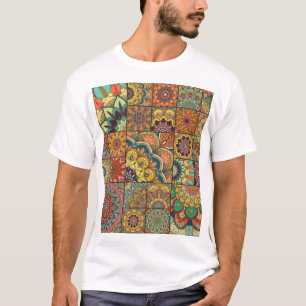Boho-Fliesen: farbenfrohes Patchwork-Nahtlosmuster T-Shirt