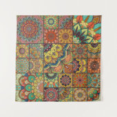 Boho-Fliesen: farbenfrohes Patchwork-Nahtlosmuster Wandteppich (Vorderseite (Horizontal))