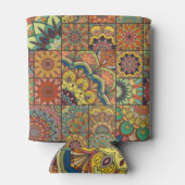 Boho Fliesen: farbiges Patchwork nahtlos Muster Dosenkühler (Rückseite)