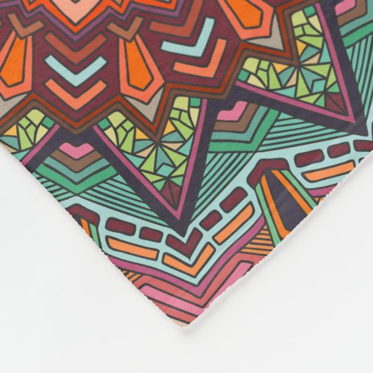 Boho Fliesen: farbiges Patchwork nahtlos Muster Fleecedecke (Ecke)