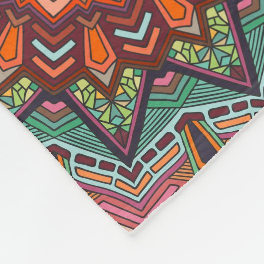 Boho Fliesen: farbiges Patchwork nahtlos Muster Fleecedecke (Ecke)