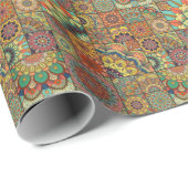 Boho Fliesen: farbiges Patchwork nahtlos Muster Geschenkpapier (Rolleneckpunkt)