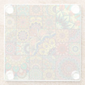 Boho Fliesen: farbiges Patchwork nahtlos Muster Glasuntersetzer (Rückseite)