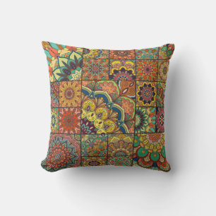 Boho Fliesen: farbiges Patchwork nahtlos Muster Kissen