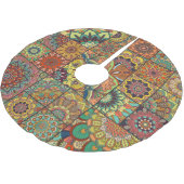Boho Fliesen: farbiges Patchwork nahtlos Muster Polyester Weihnachtsbaumdecke (Schrägansicht)