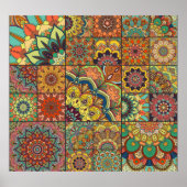 Boho Fliesen: farbiges Patchwork nahtlos Muster Poster (Vorne)
