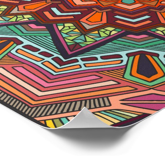 Boho Fliesen: farbiges Patchwork nahtlos Muster Poster (Ecke)