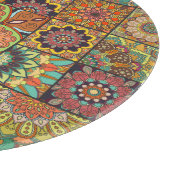 Boho Fliesen: farbiges Patchwork nahtlos Muster Schneidebrett (Ecke)
