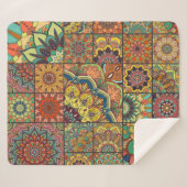 Boho Fliesen: farbiges Patchwork nahtlos Muster Sherpadecke (Vorderseite (Horizontal))