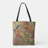 Boho Fliesen: farbiges Patchwork nahtlos Muster Tasche (Rückseite)