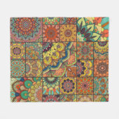 Boho Fliesen Set und nahtlos Muster. Farbpflaster Fleecedecke (Vorderseite (Horizontal))