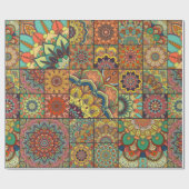 Boho Fliesen Set und nahtlos Muster. Farbpflaster Geschenkpapier (Flach)